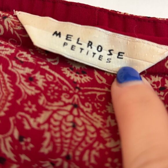 90s vintage red paisley midi skirt asymmetrical hem - Picture 5 of 9